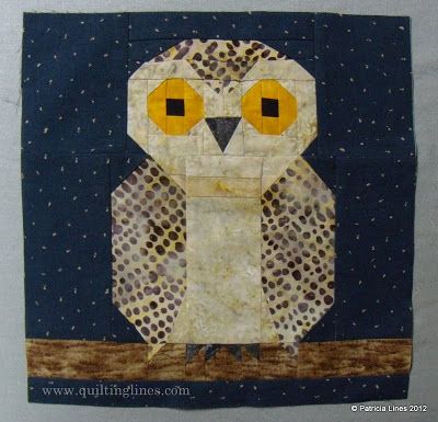 Quilting Lines: Free Patterns Owl Quilt Block, Owl Quilt Pattern, Quilting Lines, Bird Quilt Blocks, Owl Quilts, Forest Quilt, Owl Quilt, Paper Pieced Quilt Patterns, Foundation Paper Piecing Patterns