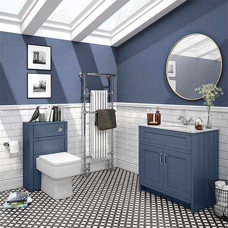 Grey Vanity Unit, White Vanity Unit, Marble Basin, Sink Vanity Unit, Loft Bathroom, Blue Vanity, Gray Vanity, Downstairs Toilet, Small Bathroom Makeover