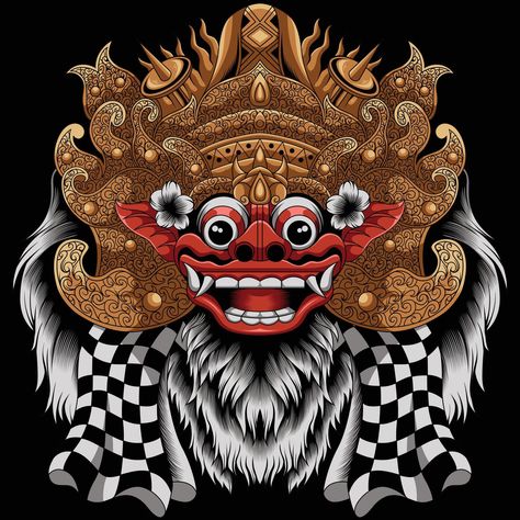 Bali Mask, Barong Bali, Devil Mask, Cityscape Photos, Logo Banners, Heart With Arrow, Marketing Design, Custom Illustration, Balinese