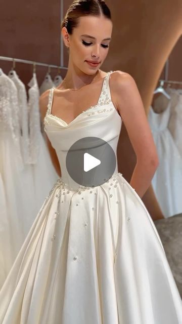 WEDDING DRESSES YORKSHIRE ✨AWARD WINNING BRIDAL BOUTIQUES ☁️ on Instagram: "We’re dreaming of the day that this beautiful pearl embellished satin wedding dress arrived from @millanova 🤍  Isn’t she just dreamy?! 🥰  How would you wear her??" Wedding Gowns With Pearls, Pearls On Wedding Dress, Pearl Back Wedding Dress, Pearl Embellished Wedding Dress, Bridal Satin Dress Style, Wedding Dress With Pearl Details, Pearl Wedding Dress Beaded, Dress With Pearls Detail, Millanova Wedding Dress