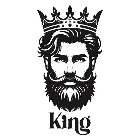 King crown | Premium Vector #Freepik #vector #brand #king #beard #bearded King Robert, King Crown, Photo To Cartoon, Face Logo, Kings Crown, Name Wallpaper, King Logo, Vector Logo, Premium Vector