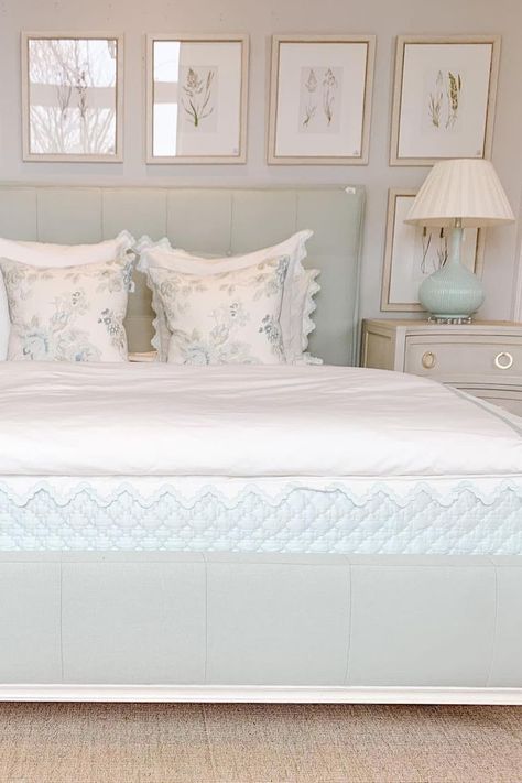 Gustavian Bedroom, Scalloped Bedding, Elegant Bedroom, Rest And Relaxation, Modern History, Bedroom Suite, Seafoam Green, How To Make Bed, Drawers