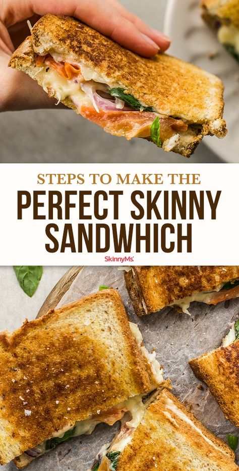 Are you looking for a formula to construct the perfect skinny sandwich? We've got it! Use this template to create a low-calorie, low-carb sandwich. Panini Recipes Healthy, Low Calorie Sandwich, Low Cal Lunch, Sandwich Wraps Recipes, Low Carb Sandwiches, Low Calorie Chicken, Healthy Sandwich Recipes, Low Calorie Breakfast, Healthy Sandwiches