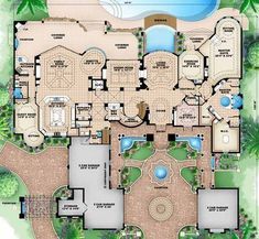 Main Floor Plan: 55-116 Garage Layout, Bedroom Mediterranean, Hollywood Mansion, Tuscan House Plans, Best Home Plans, 6 Bedroom House Plans, Luxury Floor Plans, Mediterranean House Plan, Custom Floor Plans