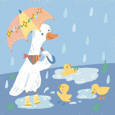 Trista Yen on Instagram: “Late entry for #adobelivepowerprompts “Ducks in a puddle” with @codibear 🐤🐤🐤 . . .…” Mini Tela, Duck Illustration, Cute Illustration, Ducks, Kids Wear, Nursery Decor, Line Art, Art Inspiration, Nursery