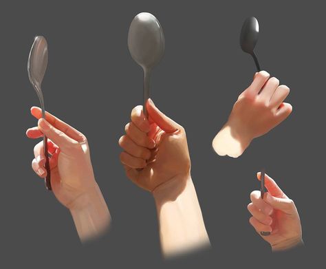 Spoon Reference, Body Gestures, Hand References, Hand Drawing Reference, Hand Reference, Anatomy Poses, Digital Painting Tutorials, Hand Sketch, Amazing Drawings