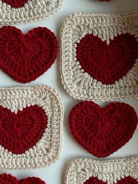 Aesthetic Granny Square Pattern, Crochet Granny Square Ideas, Aesthetic Granny Square, Heart Granny Square, Crochet Instagram, Crochet Sweater Design, Granny Square Crochet Patterns Free, Heart Square, Crochet Fairy