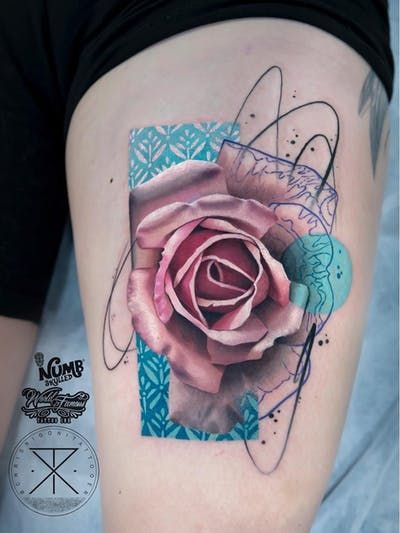 Realism Rose Tattoo, Rose Tattoo For Men, Watercolor Rose Tattoos, Native Tattoos, Rose Tattoos For Men, Sweet Tattoos, Rose Tattoo Design, Color Abstract, Book Tattoo