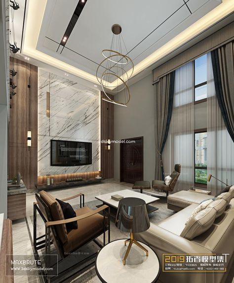 High Ceiling Living Room Modern, Tv Lounge Design, Groove Ceiling, Architecture Ceiling, Double Height Living Room, Ceilings Design, Fall Ceiling, High Ceiling Living Room, Pop Ceiling