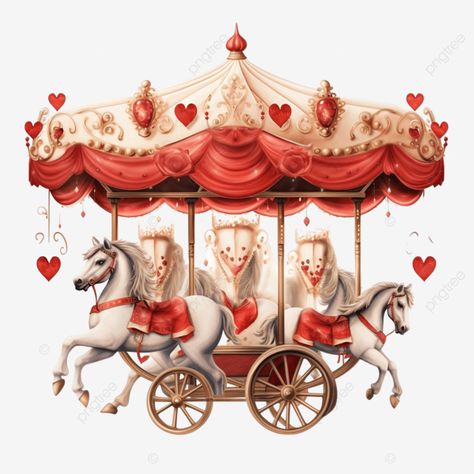 valentine s day carousel with heart shaped carriage and horses romantic valentine love valentines Valentines Png, Love Romantic, Valentine Love, Transparent Image, Merry Go Round, Romantic Valentine, Illustration Artwork, Love Valentines, Free Png