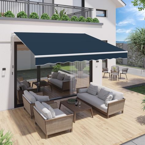 PRICES MAY VARY. 【Premium Cover Material】U-MAX awnings for patio are made of 280g/m² premium polyester with PU coating fabric, which is splash-proof, anti ultraviolet and fading, resistant to sun fading, also has 80UV+ solar protection. But we still recommended to roll it up to extend its service life in the event of strong winds, thunderstorms and blizzards, and it's better for you to use it with Protective Cover. 【Built to Last】Build with rust-resistant, powder-coated aluminum roller and steel Awning For Deck, Patio Sun Shades, Window Awning, Home Backyard, House Fence Design, Solar Protection, Backyard Balcony, Outdoor Doors, Door Awnings