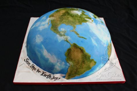 Earth Day Cake Map Cake, Earth Cake, Day Earth, Astronaut Party, Travel Cake, Spring Cake, Vanilla Icing, 3d Cakes, Happy Earth Day