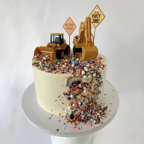 // p a r t y z o n e Heavy Equipment 2nd Birthday, 3 Yr Birthday Cake, Birthday Cake Boy 4th Birthday, 2nd Birthday Trucks Theme, Dumptruck Birthday Cake, Birthday Cake Toddler Boy, Meri Meri Construction Party, Vehicle Cake 2nd Birthday, Tractor First Birthday Cake