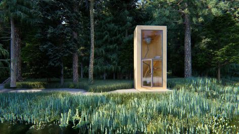 Silent Meditation Cabin | ULUN architects | Archinect Meditation Cabin, Meditation Hut, Silent Meditation, Geodesic Sphere, Lighting Your Garden, Mobile House, Forest Cabin, Revit Architecture, Meditation Center