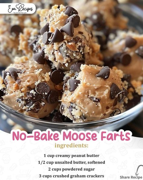 No Bake Moose Farts Recipe, Moose Farts Recipe, Moose Farts, Creamy Peanut Butter, Low Sugar, Powdered Sugar, Graham Crackers, Unsalted Butter, No Bake