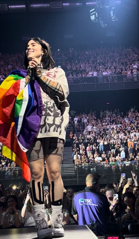 Billie Eilish Pride Flag, Pride Flag Wallpaper, Chyler Leigh, Flag Wallpaper, Gay Flag, Billie Eillish, Lgbt Flag, Concert Aesthetic, Rainbow Flag