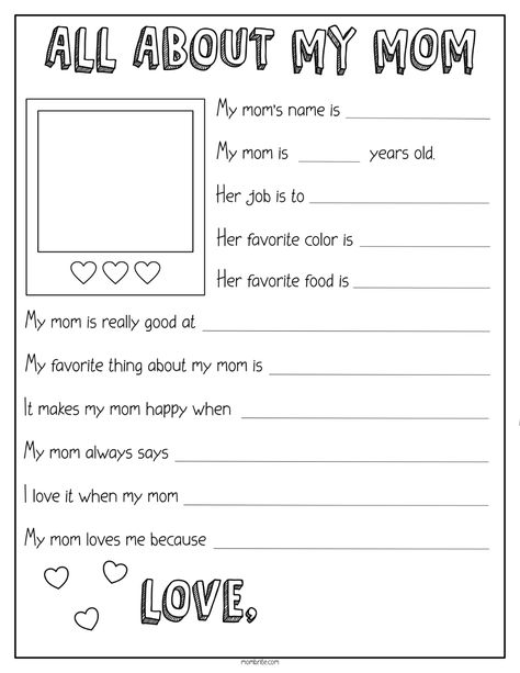 Mother’s Day Questionnaire: All About My Mom Printable | Mombrite All About My Mom, Mothers Day Crafts Preschool, Mother's Day Crafts For Kids, Mother's Day Theme, Kids Questions, Mother's Day Printables, Mother's Day Projects, All About Me Preschool, All About Mom