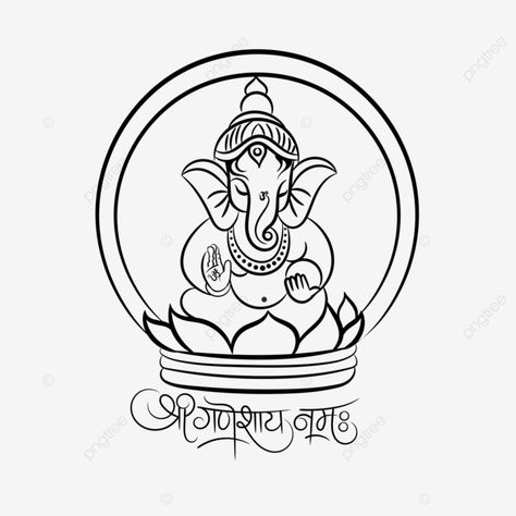 Ganesha Outline, Lord Drawing, Ganpati Drawing, Ganesha Sketch, Ganesh Tattoo, Shadi Card, Hindi Calligraphy, Ganesha Drawing, Ganesh Art Paintings