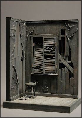 Peter Pettigrew, Haunted Dollhouse, Set Design Theatre, Halloween Miniatures, Haunted Dolls, Miniature Rooms, Cardboard Art, Scenic Design, Miniature Crafts