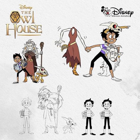 The Owl House Pilot Designs, The Owl House Characters Design, Grojband Fanart, Owl House Character Design, The Owl House Character Design, King And Eda, Dana Terrace Art, Dana Terrace, Owl Family