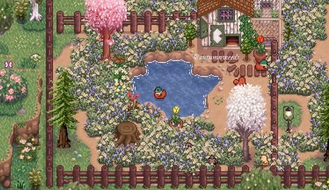 ali 🌿 on X: "duck pond 🥹 #StardewValley https://t.co/jFt2oBGwM0" / X Stardew Valley Duck Pond, Stardew Valley Duck, Stardew Valley Fish Pond, Stardew Valley Farm Layout Aesthetic, Stardew Farms, Stardew Valley Layout, Stardew Valley Tips, Duck Pond, Stardew Valley