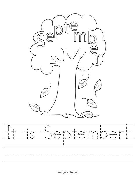 It is September Worksheet - Twisty Noodle September Art For First Grade, September 1st Grade, September Tracing Worksheet, September Worksheets First Grade, S Is For September, September Homeschool Crafts, September Worksheets Kindergarten, September Worksheets Preschool, September Homeschool Themes