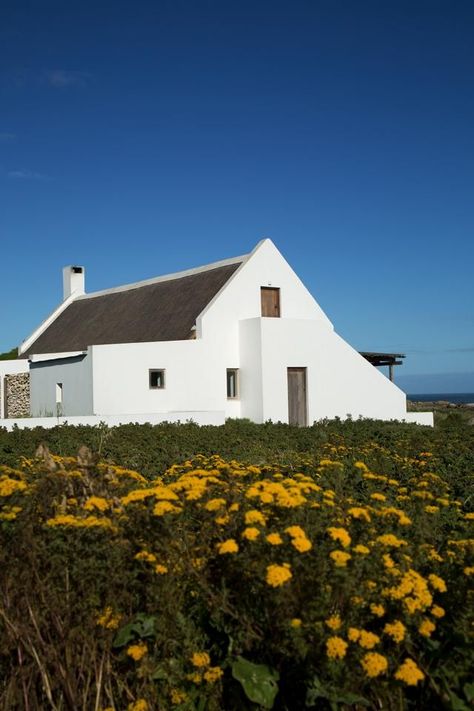 West Coast Holiday Cottage Critical Regionalism, Cape Dutch, Sustainable Building Materials, Roof Beam, Dutch House, Sustainable Building, Built In Seating, Top Soil, French Oak