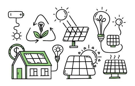 Solar Energy Drawing, Solar Panel Drawing, Solar Energy Illustration, Green Energy Design, Solar Panel Project, Uses Of Solar Energy, Bio Notes, Front Mehndi, Solar Energy Design