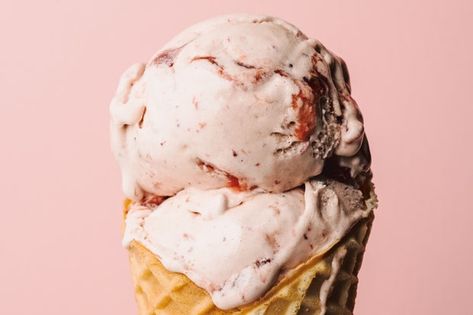 Strawberry Honey Balsamic With Black Pepper Ice Cream recipe | Epicurious.com Balsamic Ice Cream, Salt And Straw, Ice Cream Salt, Strawberry Honey, Frozen Dessert Recipe, Honey Balsamic, Strawberry Puree, Pureed Food Recipes, Strawberry Ice Cream