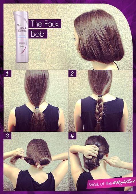 Long Hair to Sleek Bob Faux Bob Tutorial, Fake Short Hair, Retro Bob, Long Hair Cut Short, Faux Bob, Long Hair Tutorial, Look Short, Bob Hair, Creative Hairstyles