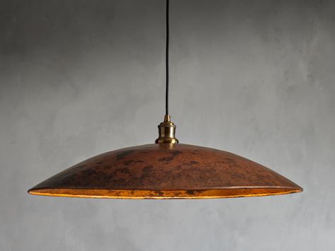 Handcrafted by artisans in Mexico from recycled metal, our Fan Pendant's shade is hammered by hand and forged in fire, creating a uniquely textured patina with true artisanal appeal. Forged In Fire, Copper Light Fixture, Custom Canopy, Drum Pendant Lighting, Metal Fan, Copper Pendant Lights, Bronze Chandelier, Copper Lighting, Hanging Light Fixtures