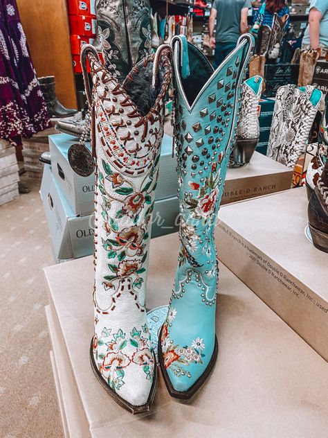 Fall Dresses With Cowgirl Boots, Unique Cowgirl Boots, Diy Cowgirl Boots, Turquoise Boots Outfit, Dresses With Cowgirl Boots, Turquoise Cowgirl Boots, Boot Wall, Ranch Boots, Turquoise Boots