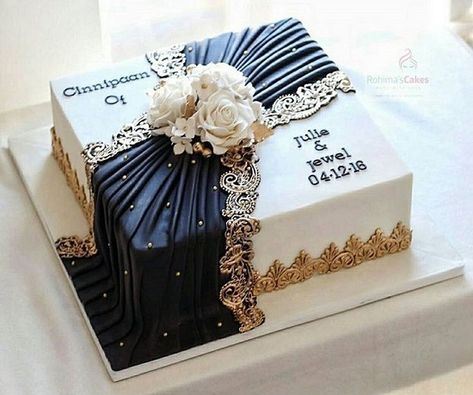 Square Cake Design, Kek Kahwin, Artist Cake, Elegant Birthday Cakes, Luxury Wedding Cake, Engagement Cakes, Instagram Engagement, Wedding Cakes Vintage, Elegant Cakes