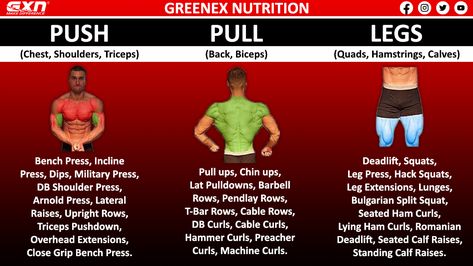 Db Shoulder Press, 3 Day Workout, Incline Press, Lat Pulldowns, Workout Split, Push Pull Legs, Arnold Press, T Bar Row, Hardcore Workout