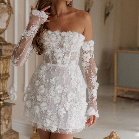 Short white wedding dress