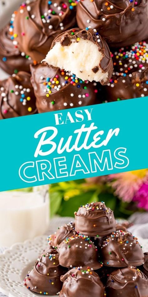 Easy Buttercreams Candy Recipe - Sweet Cs Designs Buttercream Filled Chocolates, Riesen Candy Recipes, Vanilla Bon Bons Recipe, Butter Cream Candy Recipe, See's Bordeaux Candy Recipe, Buttercream Truffles Recipe, See's Candy Copycat Recipes, Candy Balls Recipe, Kentucky Cream Pull Candy