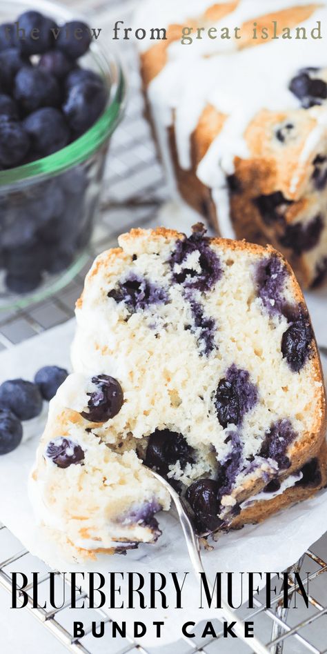 My Blueberry Muffin Bundt Cake with a sweet yogurt glaze is a delicious blueberry coffeecake perfect for breakfast, brunch, or afternoon tea. #easy #recipe #bundt #coffeecake #breakfastcake #blueberry #yogurt #breakfast #desserts #baking #sweets Blueberry Bundt Coffee Cake, Ostara Desserts, Blueberry Coffeecake, Blueberries Muffins, Blueberry Muffin Cake, Blueberry Orange, Breakfast Desserts, Blueberry Bundt Cake, Sweets Ideas