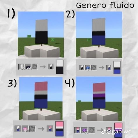 Pride Flag Minecraft Banner Tutorial, Minecraft Pride Flag, Minecraft Pride Banners, Flag Minecraft, Minecraft Pride, Mc Banner, Gender Fluid Flag, Minecraft Banner Patterns, Minecraft Banner