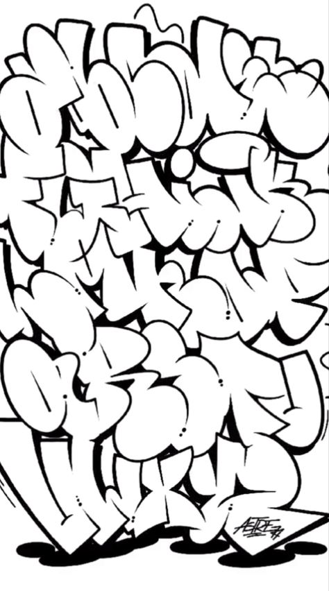 Throwie Alphabet, Chicano Tattoos Lettering, Font Graffiti, Music Graffiti, Alphabet Graffiti, Graffiti Names, Graffiti Lettering Alphabet, Arte Do Hip Hop, Graffiti Art Letters