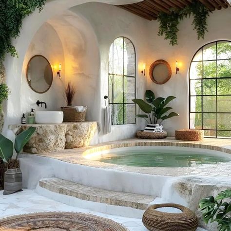 In Ground Tub, In Ground Bathtub, Ground Bathtub, Sunken Bathtub, Big Bathtub, June 16, House Inspo, House Rooms, Instagram A