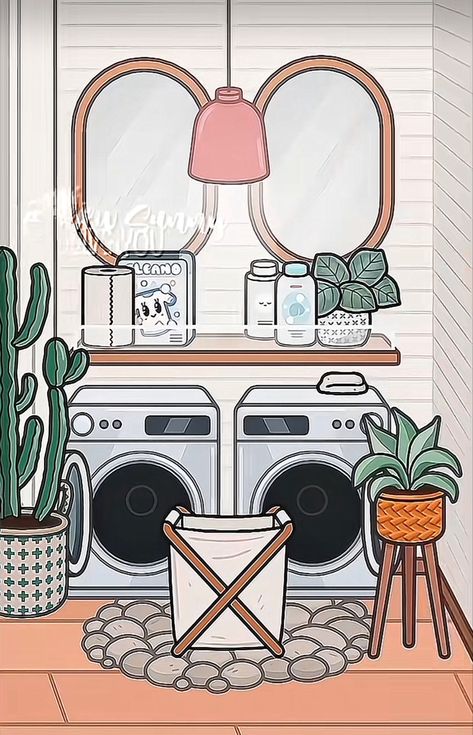 Aesthetic Toca Boca Fall House, Tocaboca Laundry Room, Toca Boca Chill Room Ideas, Toca Boca Washing Room Ideas, Toca Boca Workout Room, Laundry Room Toca Boca, Toca Boca Laundry Room Ideas, Toca World House Ideas, Toca Boca Laundry Room