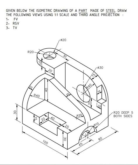 Catia Part Design Drawings, Isometric Drawing Examples, Engineering Graphics, Isometric Drawings, Isometric Drawing Exercises, Autocad Isometric Drawing, Cad Cam Design, Orthographic Drawing, Solidworks Tutorial