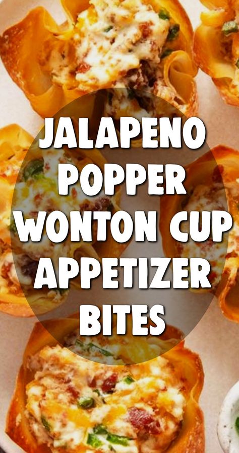 Jalapeno Popper Wonton Cup Appetizer Bites Jalepeno Wonton Popper, Wonton Jalapeno Cups, Won Ton Jalapeño Poppers, Mexican Wontons Appetizers, Hours Devours, Phyllo Cup Appetizers, Easy Party Snacks, Cup Appetizers, Wonton Cups Appetizers