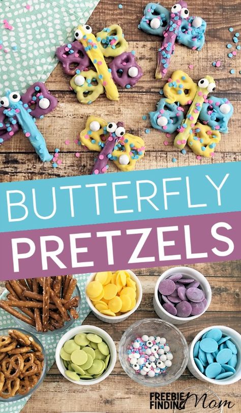 Do you love snacks that are both sweet and salty? Then you have to try this pretzel snack recipe for butterfly and dragonfly pretzels. Not only are they delicious, but they are adorable too. This easy snack recipe would be great for a kid’s birthday party, a baby shower, and well, just about any occasion. Butterfly Pretzels, Pretzel Snack Recipes, Butterfly Snacks, Spring Snacks, Pretzel Snacks, Wilton Candy Melts, Snacks Candy, Uncommon Gifts, Kid Snacks