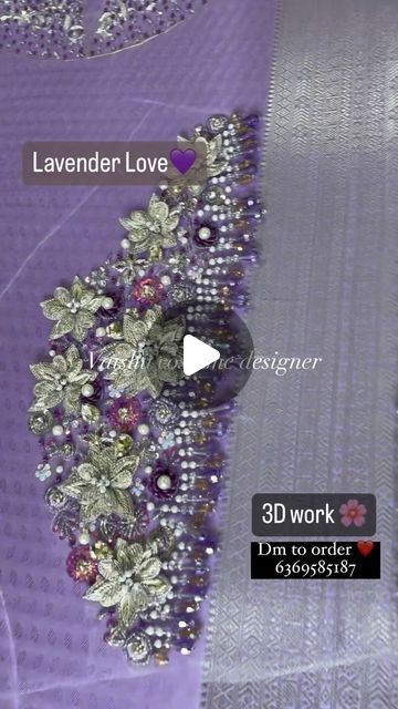 Lavender Colour Blouse Designs, Lavender Blouse Design, Work Blouse Designs, Lavender Colour, Maggam Work Blouse, Maggam Works, Lavender Blouse, Wedding Blouse Designs, Maggam Work Blouses