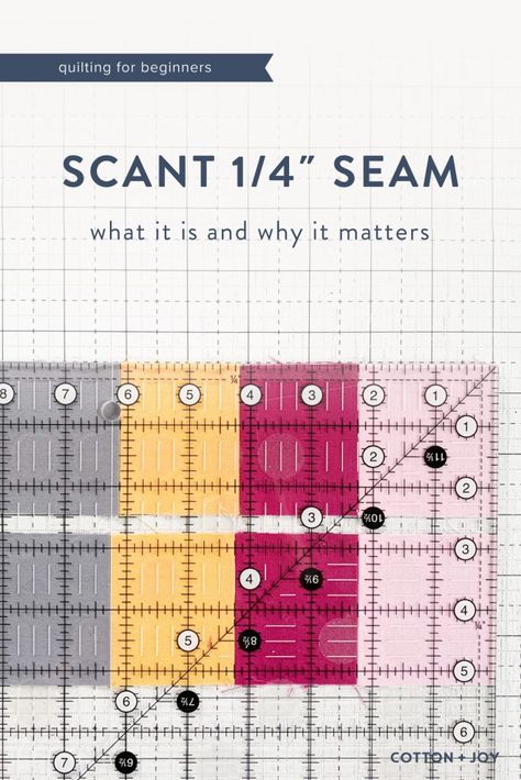 What is a scant 1/4 seam allowance? This is one of those quilting tips I wish I had known when I first started quilting. A scant quarter inch seam will help with the accuracy of all of your quilt piecing! Quilt Meaning, Quarter Inch Seam, Seam Guide, Start Quilting, Seam Allowance, Sewing Class, Quilting For Beginners, Quilting Techniques, Sewing Lessons