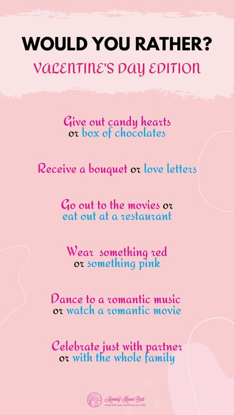 Romantic Music, Valentine's Day Games, Interactive Posts, Would You Rather, Romantic Movies, Online Activities, Valentine Day Crafts, Heart Candy, Chocolate Box