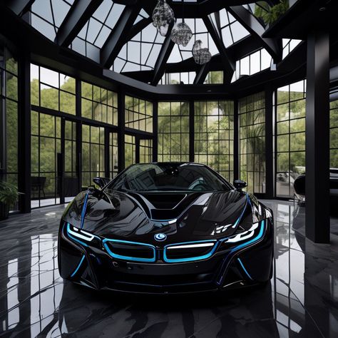 Black bmw i8 in a glass room Bmw I8 Black Wallpapers, Bmw I8 Wallpapers, Bmw I8 Black, Bmw New Cars, Bmw Supercar, Matte Cars, Matte Black Cars, Black Lifestyle, Black Bmw