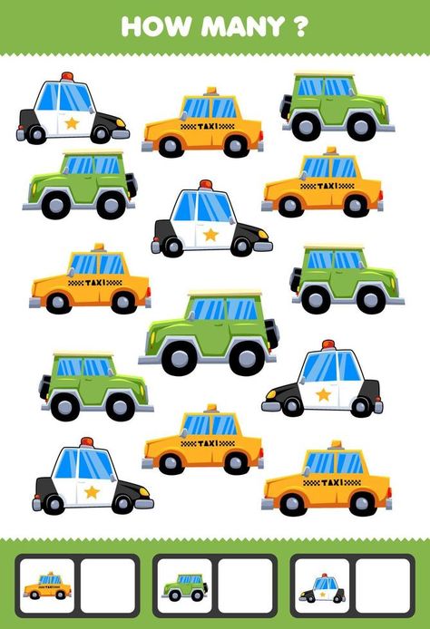 Education game for children searching and counting activity for preschool how many transportation taxi jeep police car Activity For Preschool, Background For Powerpoint Presentation, Counting Cars, Counting Activity, Game For Children, Counting Activities, Number Worksheets, Police Car, Cityscape Photos