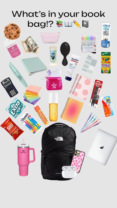 Bookbag Essentials, Collage Outfit, School Backpack Essentials, Preppy School Supplies, School Preppy, Collage Outfits, Crayola Colored Pencils, I Hate School, School Bag Essentials